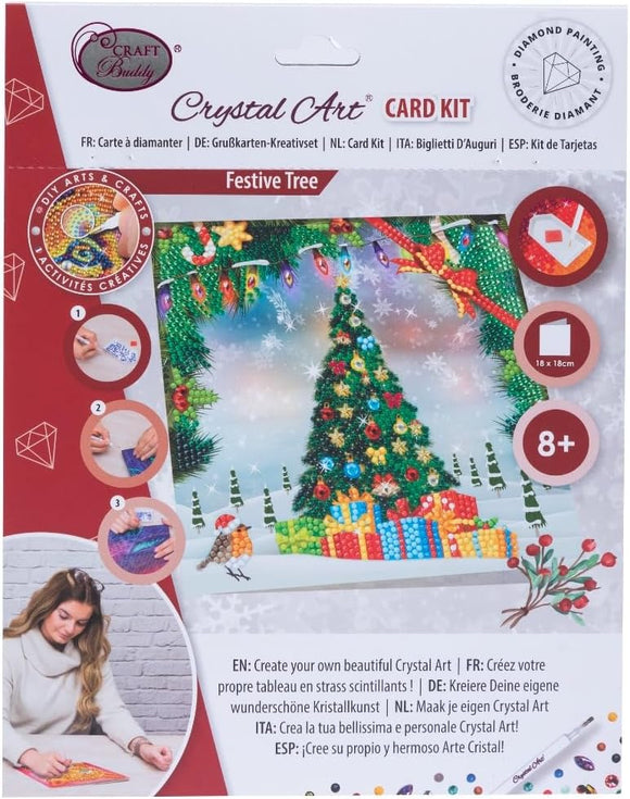 CRAFT BUDDY CCK-XM139 CRYSTAL ART FESTIVE TREE CHRISTMAS CARD KIT