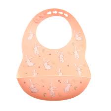 ZIGGLE SIL5058 SILICONE CATCH IT BIB PINK BUNNIES