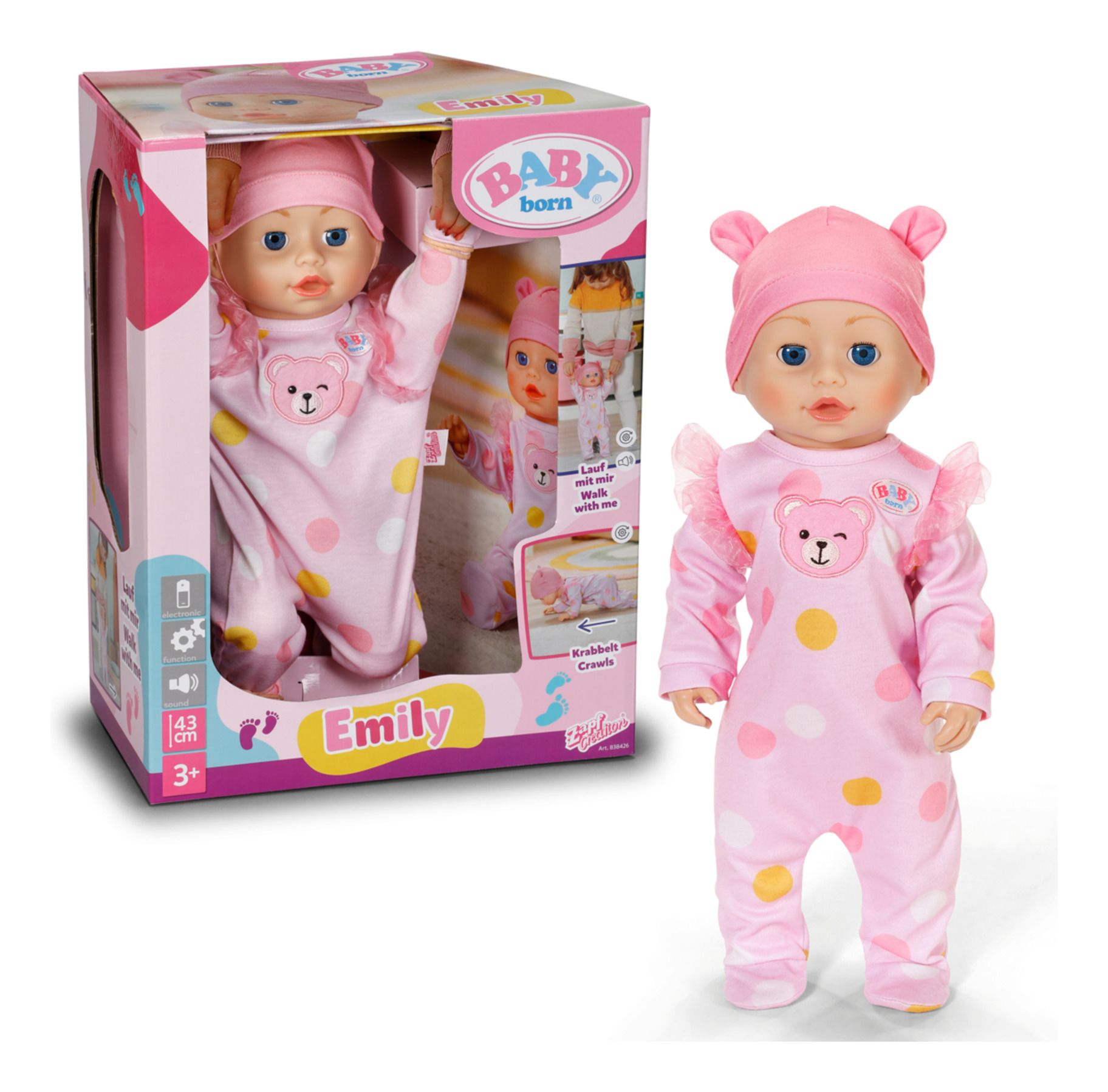BABY BORN 116725 EMILY WALK WITH ME 43CM