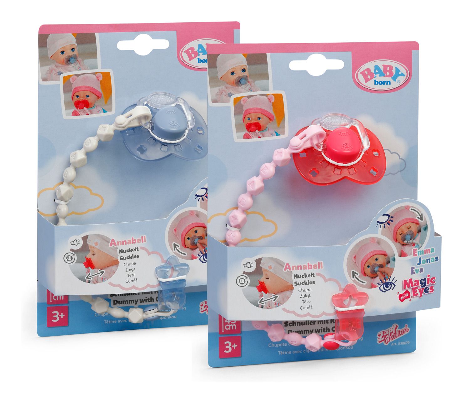 BABY BORN 838679 DUMMY WITH CLIP (ASSORTED DESIGNS, ONE SUPPLIED AT RANDOM)
