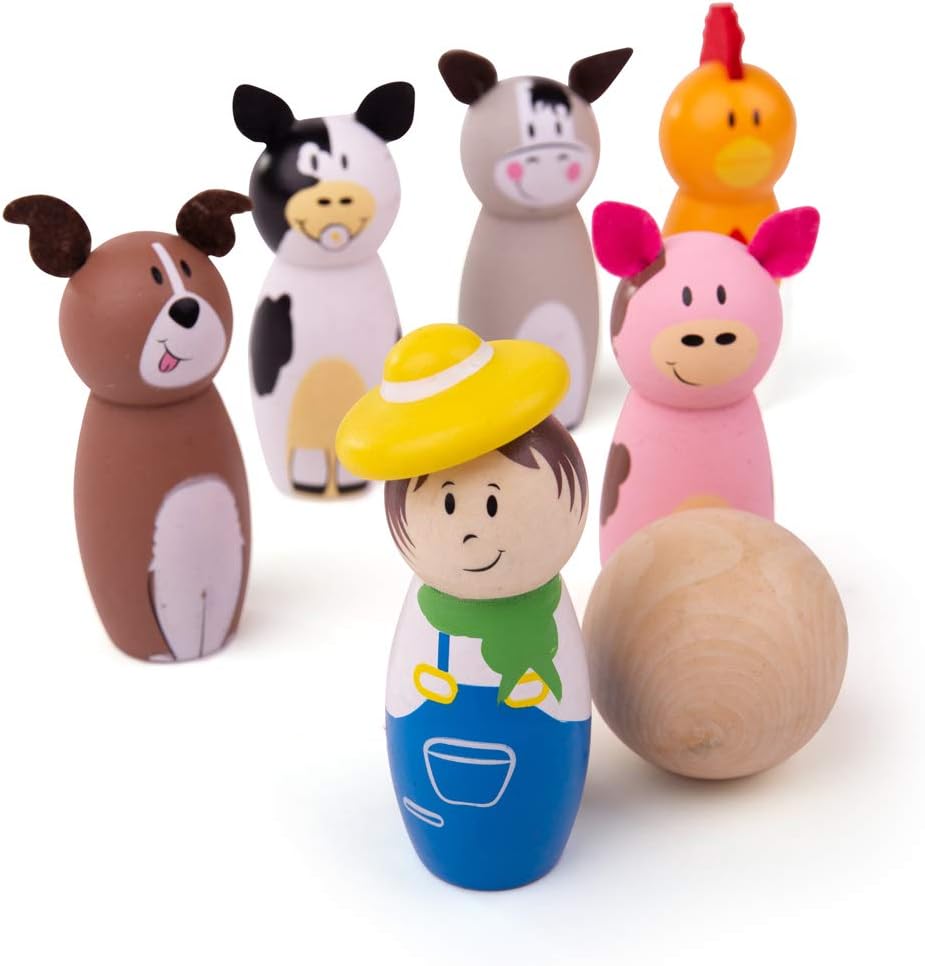 BIGJIGS BJ955 WOODEN FARM SKITTLES