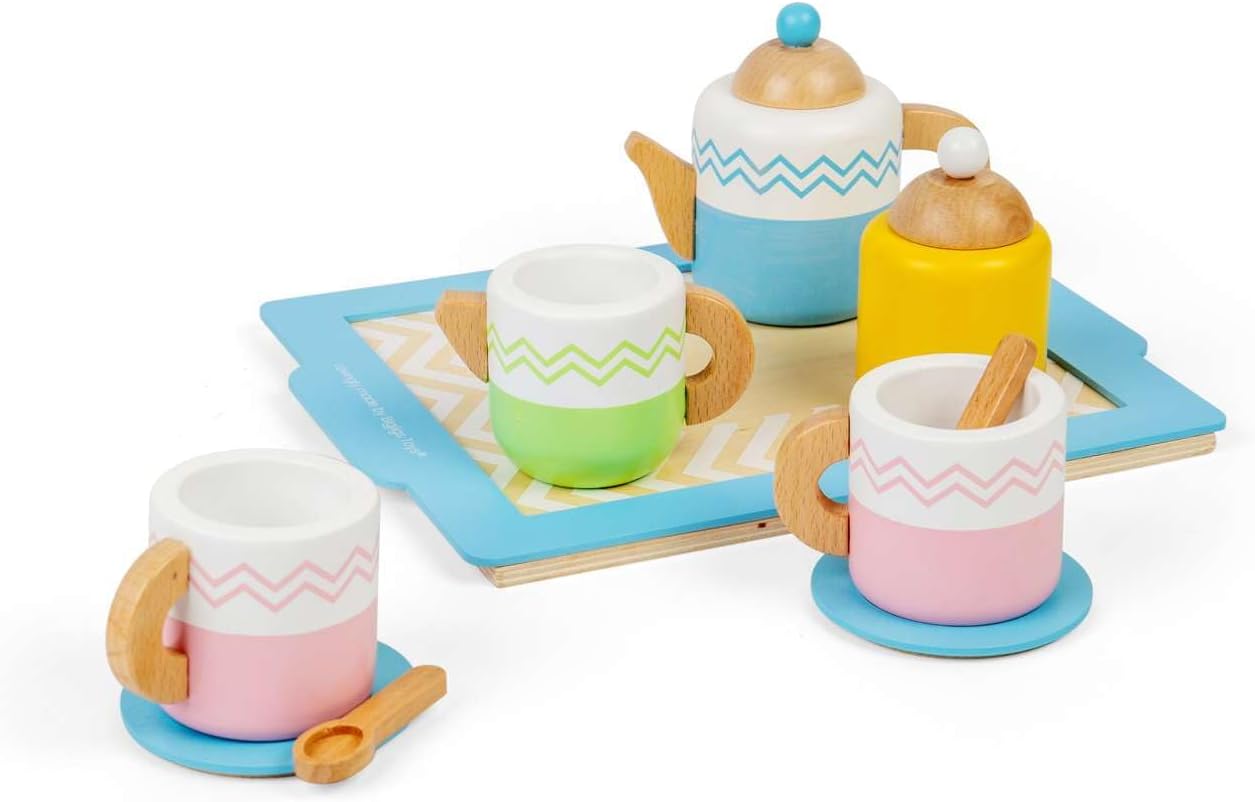 BIGJIGS 36047 WOODEN TEA TRAY SET