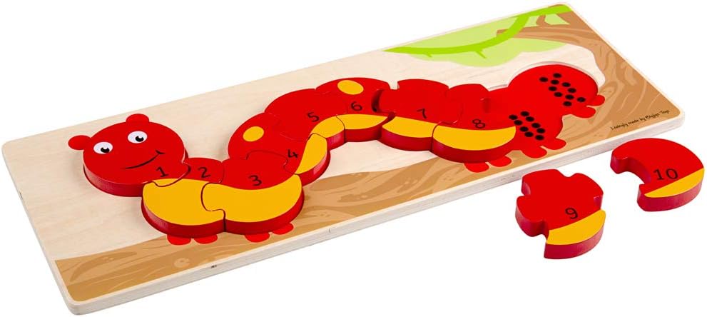 BIGJIGS BJ745 WOODEN CATERPILLAR NUMBER PUZZLE