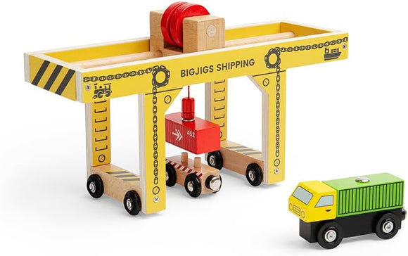 BIGJIGS BJT605 WOODEN RAILWAY GANTRY CRANE