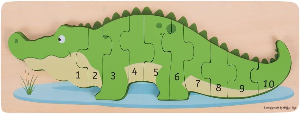BIGJIGS BJ029 WOODEN CROCODILE NUMBER PUZZLE