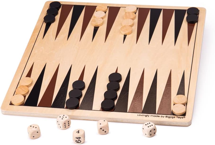 BIGJIGS 34008 WOODEN BACKGAMMON GAME
