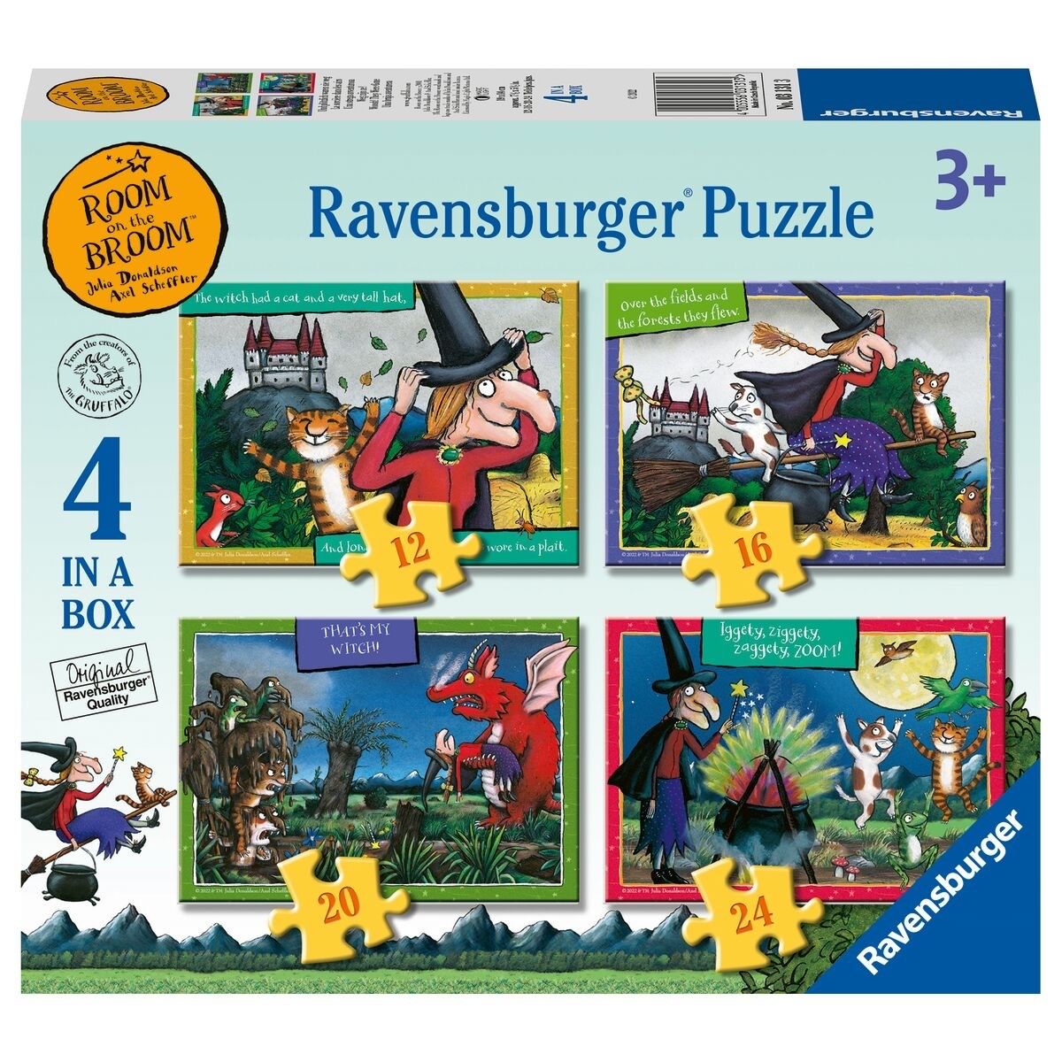 RAVENSBURGER 03131 ROOM ON THE BROOM 4 IN A BOX JIGSAW PUZZLES