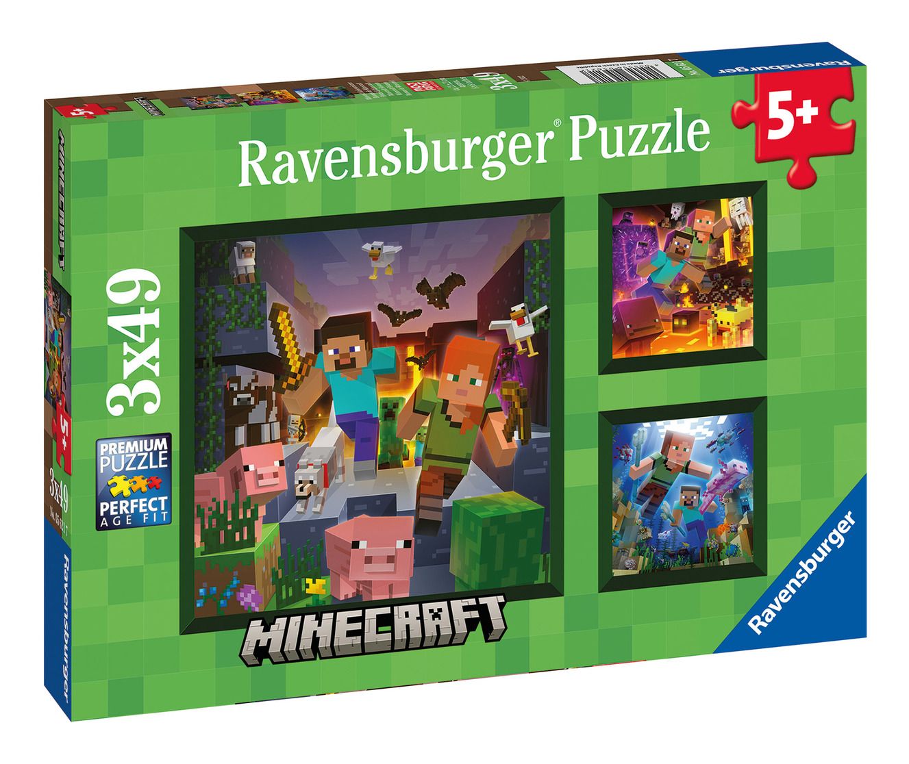 RAVENSBURGER MINECRAFT BIOMES 3X49 PIECE PUZZLE