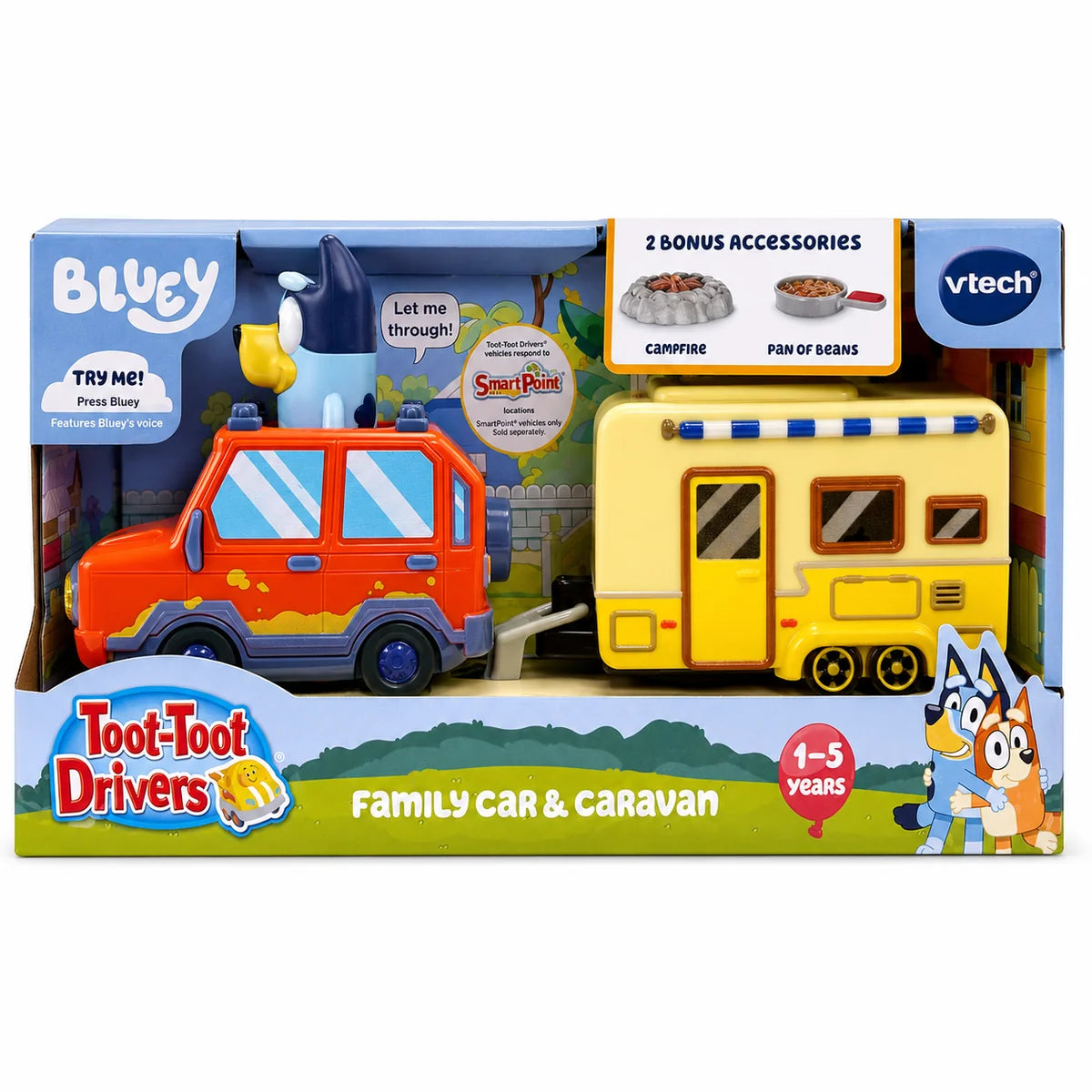 VTECH 589503 TOOT-TOOT DRIVERS BLUEY FAMILY CAR AND CARAVAN