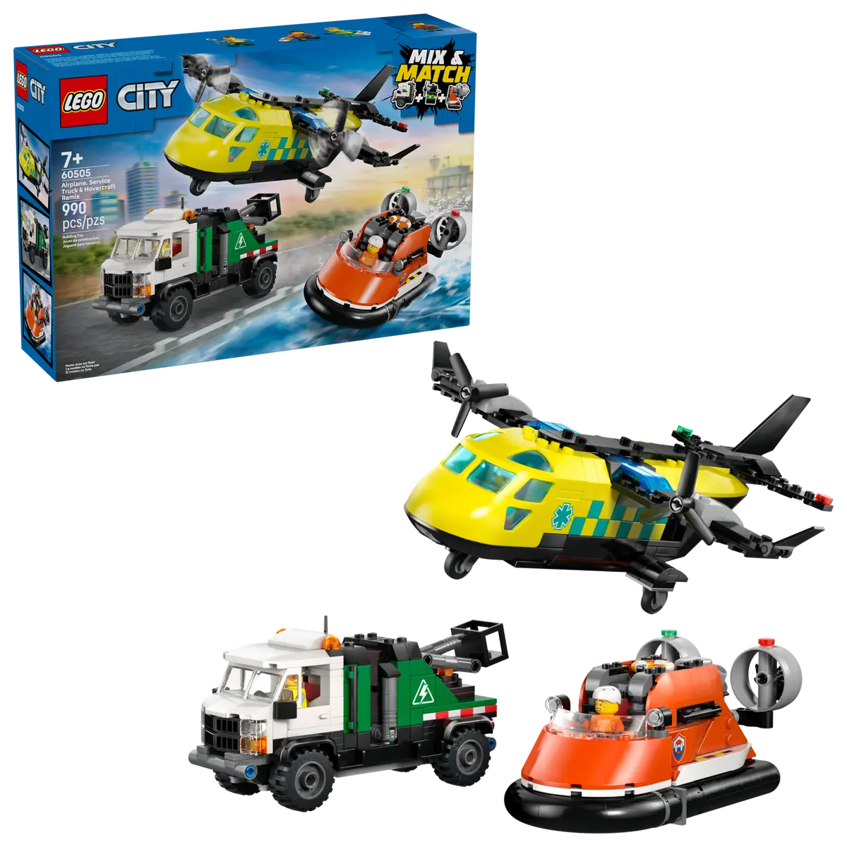 LEGO CITY 60505 AIRPLANE, SERVICE TRUCK & HOVERCRAFT REMIX