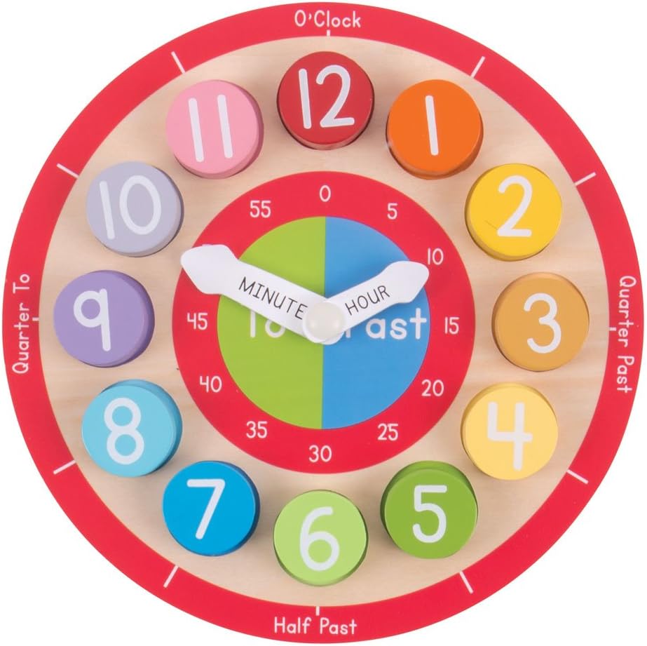 BIGJIGS BJ906 WOODEN TEACHING CLOCK