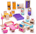 BIGJIGS JT116 WOODEN DOLLS HOUSE FURNITURE SET