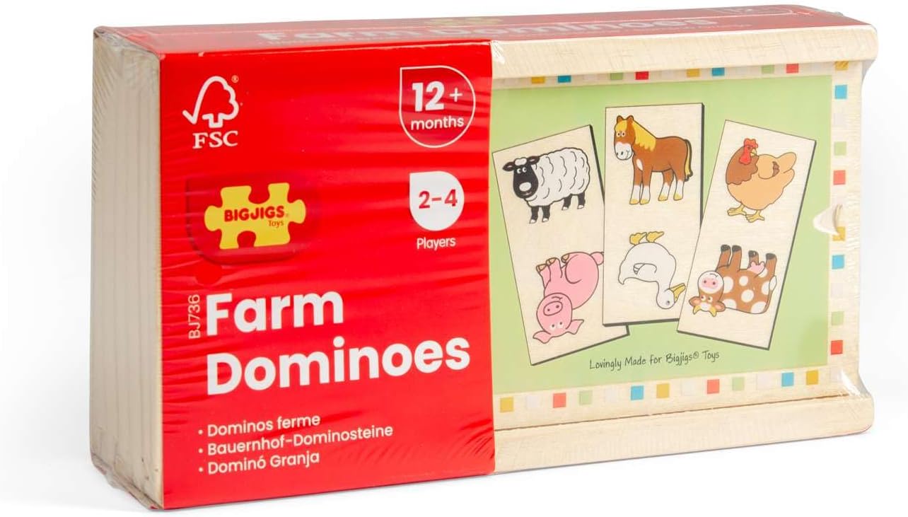 BIGJIGS BJ736 WOODEN FARM DOMINOES