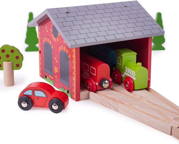 BIGJIGS BJT160 WOODEN DOUBLE ENGINE SHED