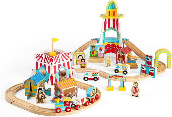 BIGJIGS BJT290 WOODEN FUN FAIR TRAIN SET