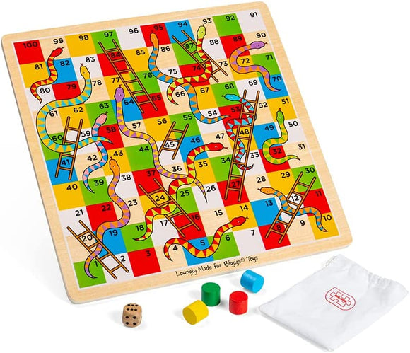 BIGJIGS BJ788 WOODEN SNAKES AND LADDERS GAME