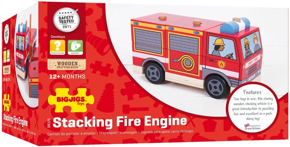 BIGJIGS BB126 WOODEN STACKING FIRE ENGINE