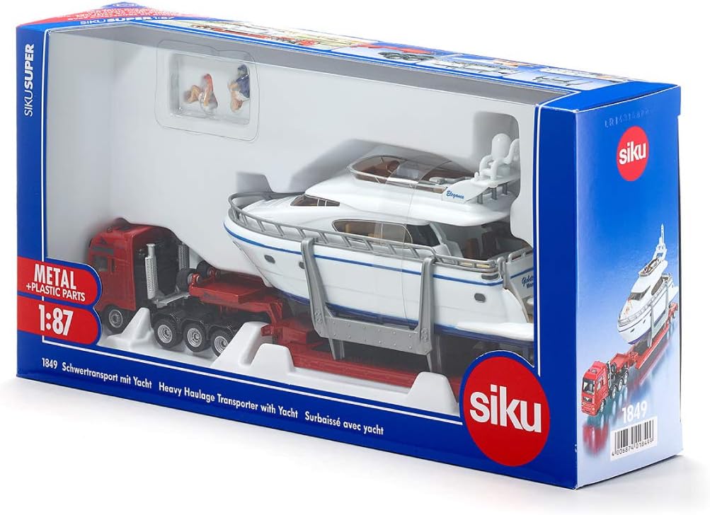 SIKU 1849 HEAVY HAULAGE TRANSPORTER WITH YACHT 1:87TH SCALE