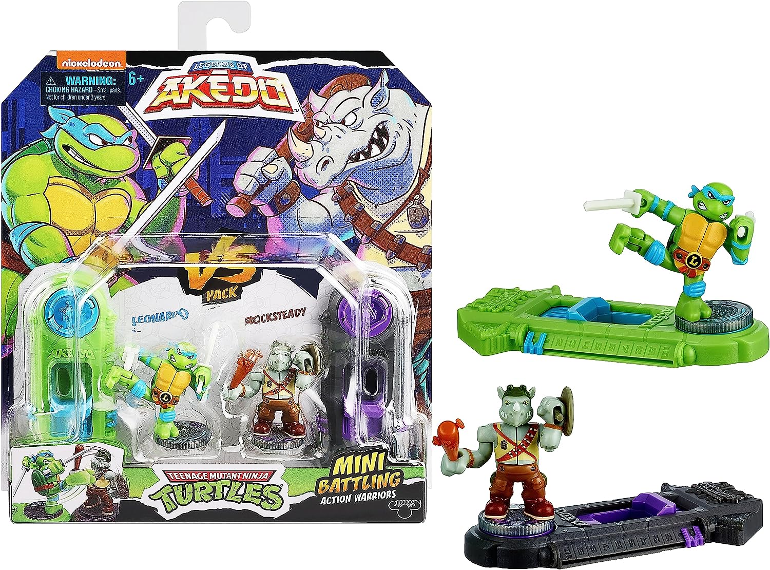 AKEDO TEENAGE MUTANT NINJA TURTLES 15244 LEONARDO VS ROCKSTEADY BATTLING WARRIORS