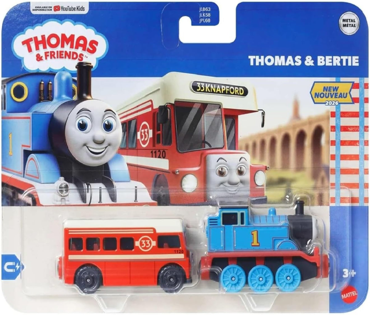 THOMAS & FRIENDS JLT27 THOMAS & BERTIE DIECAST PUSH ALONG