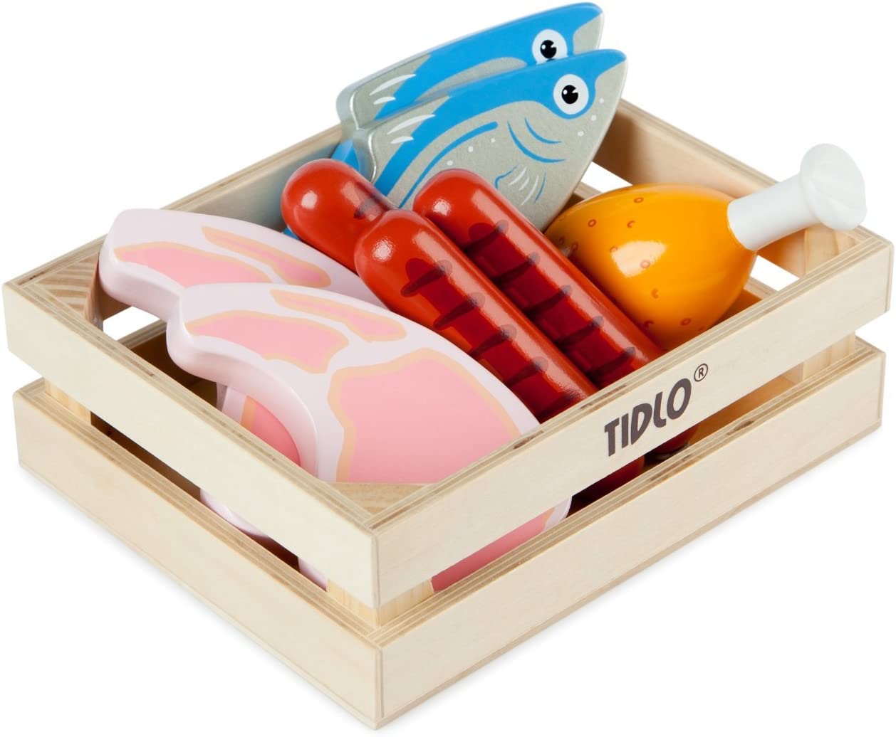 BIGJIGS TO104 WOODEN MEAT AND FISH CRATE