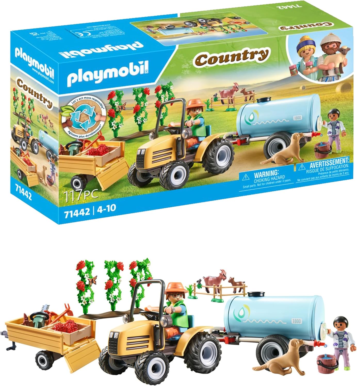 PLAYMOBIL 71442 COUNTRY TRACTOR AND TRAILER WITH WATER TANK