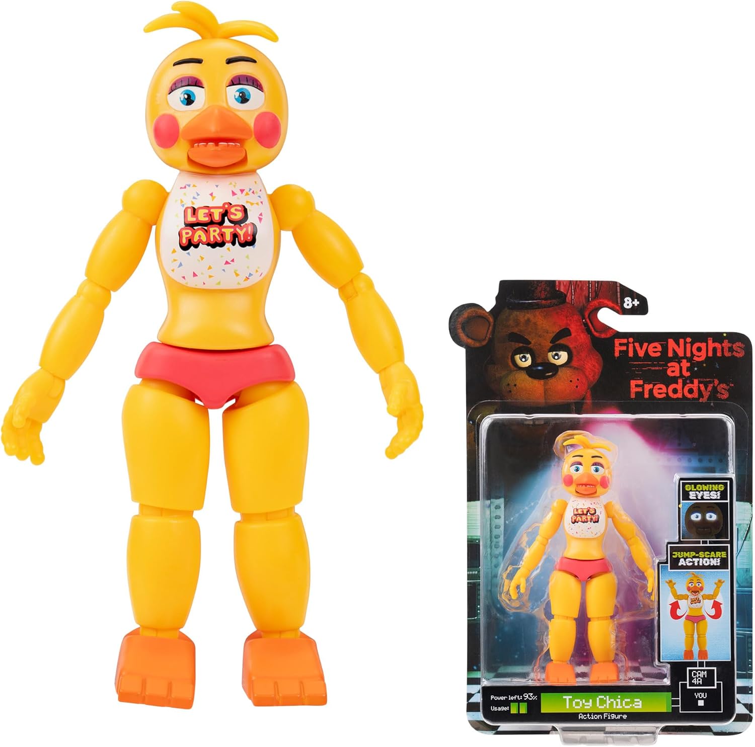 FIVE NIGHTS AT FREDDYS FNF0101 TOY CHICA FIGURE WITH GLOW IN DARK EYES AND JUMPSCARE FEATURE