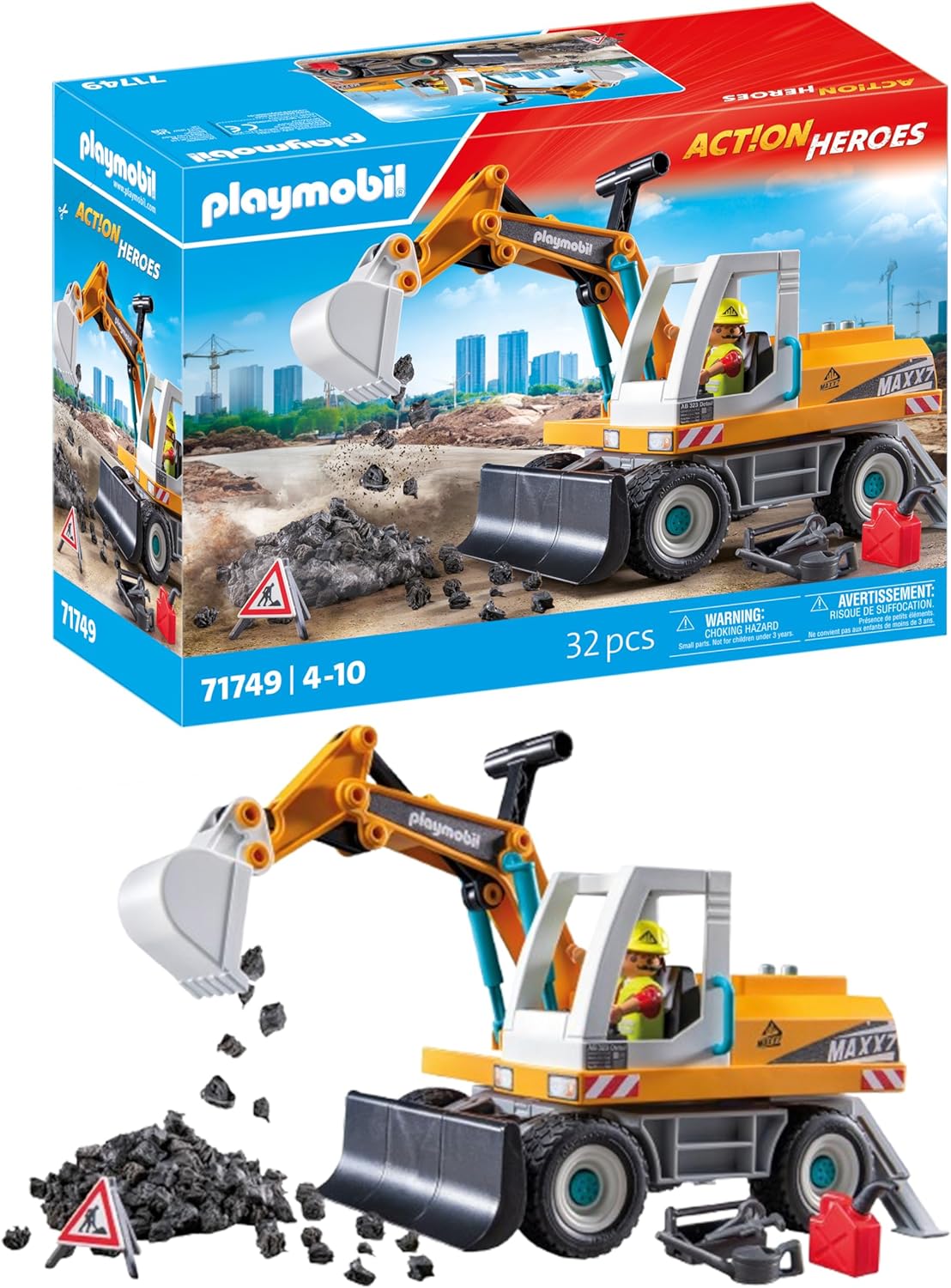 PLAYMOBIL 71749 ACTION HEROES  LARGE EXCAVATOR