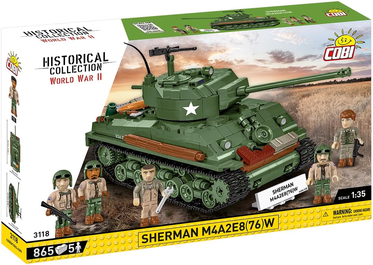 COBI 3118 SHERMAN M4A2E8 (76)W TANK 1/35TH SCALE