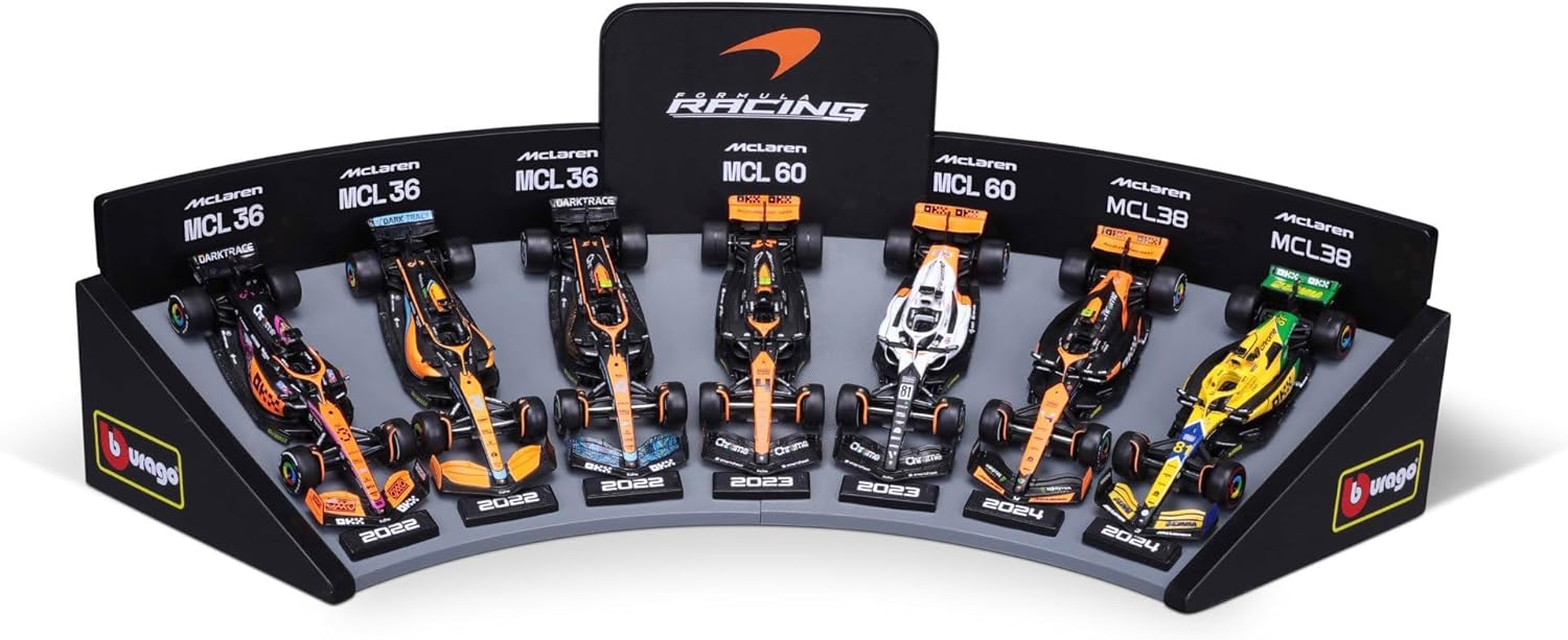 BURAGO 38169 FORMULA RACING MCLAREN FORMULA 1 TEAM DELUXE GIFT SET WITH DISPLAY STAND