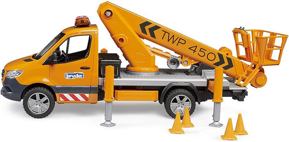 BRUDER 02679 MERCEDES BENZ SPRINTER WITH WORK PLATFORM AND LIGHTS + SOUNDS