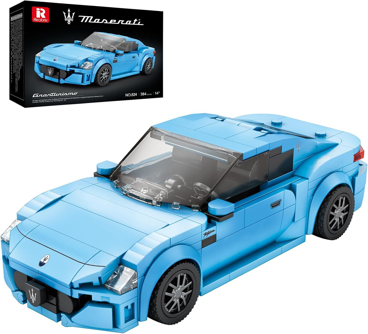 REOBRIX 824 MASERATI GRANTURISMO LIGHT BLUE SPORTS CAR 384PCS