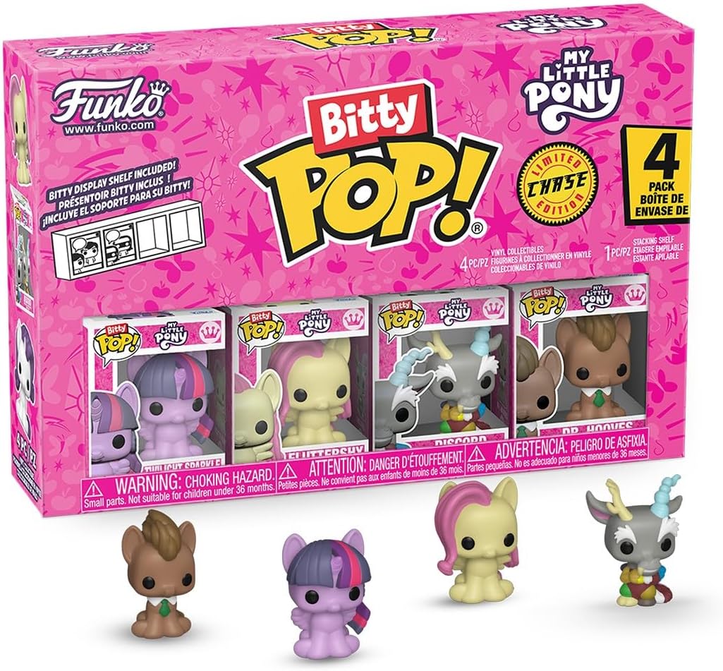FUNKO BITTY POP! MY LITTLE PONY 4 PACK TWILIGHT SPARKLE, FLUTTERSHY, DISCORD & DR HOOVES MINI VINYL COLLECTION