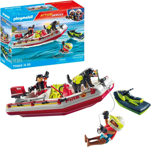 PLAYMOBIL 71464 ACTION HEROES FIREBOAT WITH AQUA SCOOTER