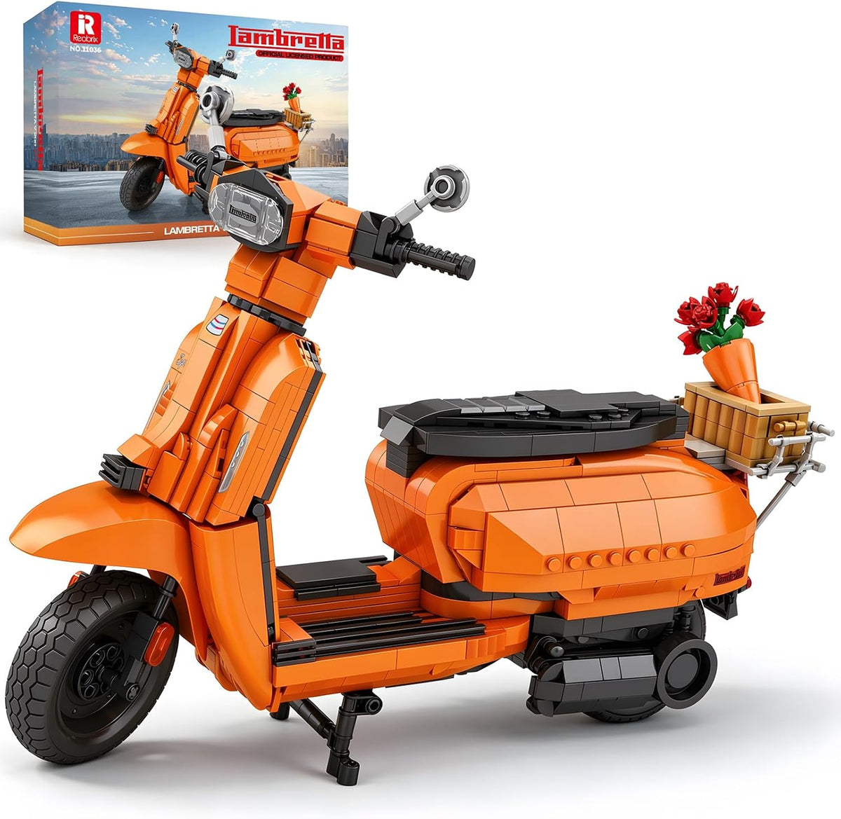 REOBRIX 11036 LAMBRETTA V200 ORANGE SCOOTER 1169PCS