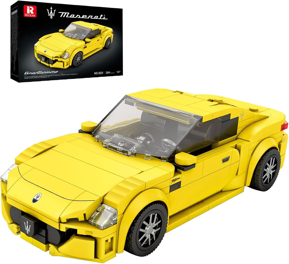 REOBRIX 823 MASERATI GRANTURISMO YELLOW SPORTS CAR 384PCS