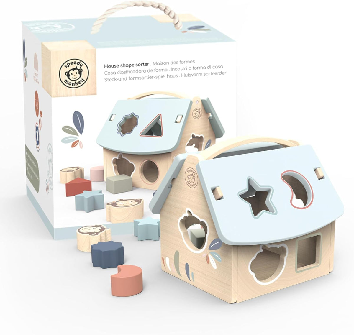 SPEEDY MONKEY HOUSE SHAPE SORTER WITH 8 BLOCKS