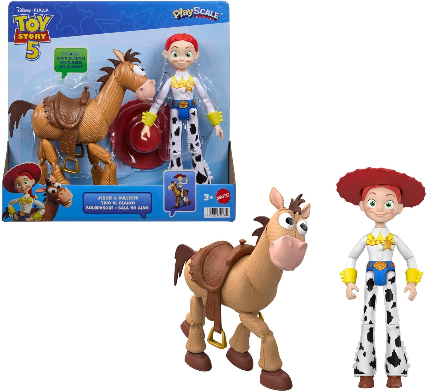 DISNEY TOY STORY JKV21 JESSIE & BULLSEYE 7" POSABLE PLAYSCALE FIGURES