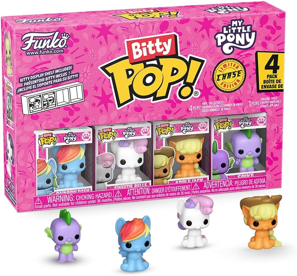 FUNKO BITTY POP! MY LITTLE PONY 4 PACK RAINBOW DASH, SWEETIE BELLE, APPLEJACK & SPIKE MINI VINYL COLLECTION