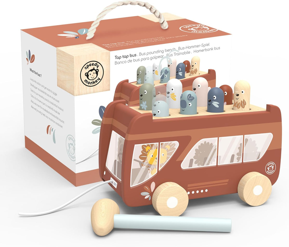 SPEEDY MONKEY PULL ALONG BUS POUNDING BENCH