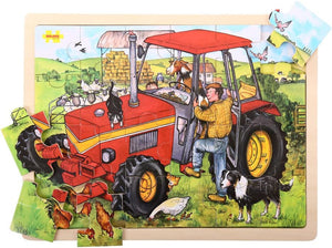 BIGJIGS BJ744 WOODEN TRAY PUZZLE TRACTOR 24 PIECES