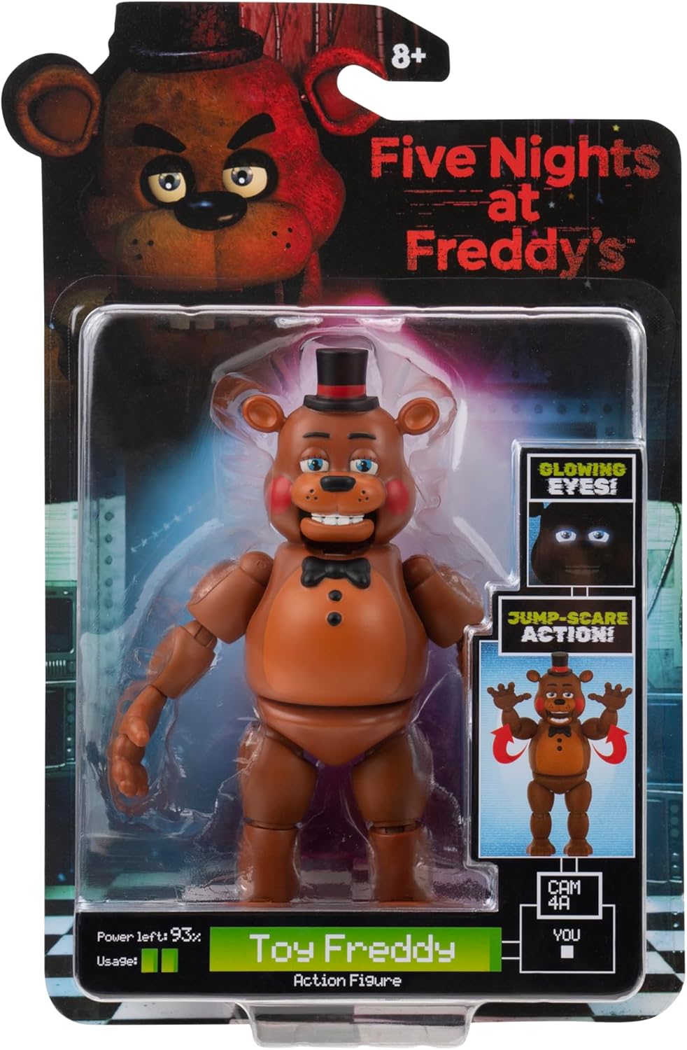 FIVE NIGHTS AT FREDDYS FNF0002 TOY FREDDY FIGURE WITH GLOW IN DARK EYES AND JUMPSCARE FEATURE