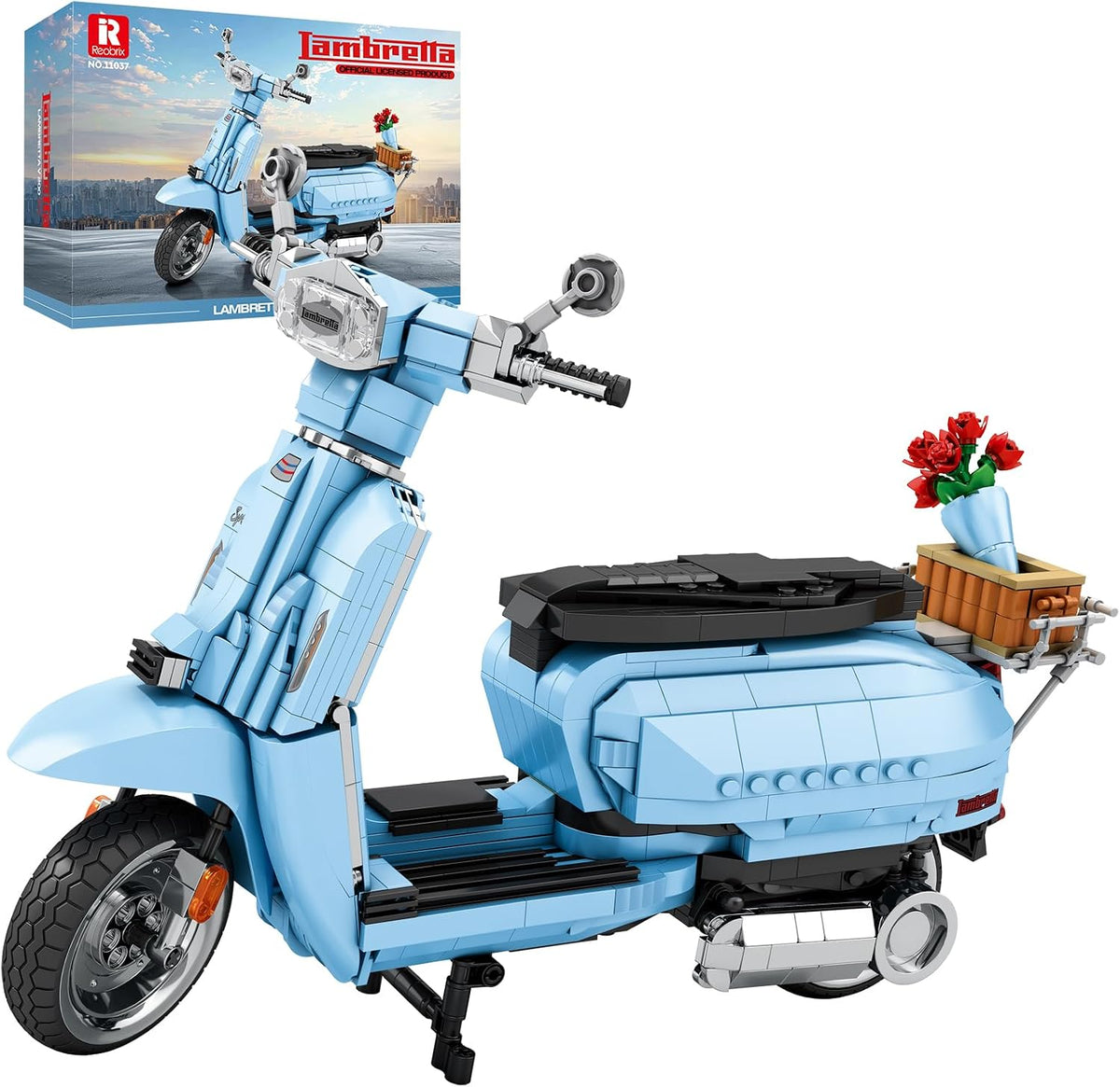 REOBRIX 11037 LAMBRETTA V200 SKY BLUE SCOOTER 1169PCS