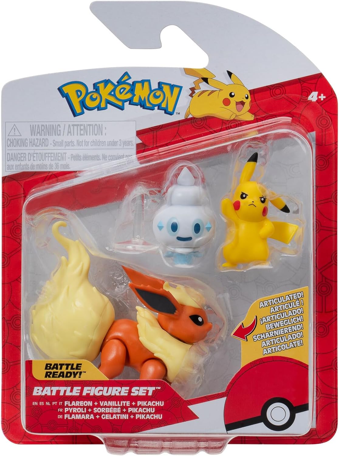 POKEMON PKW3611 FLAREON VANILLITE PIKACHU BATTLE FIGURE SET
