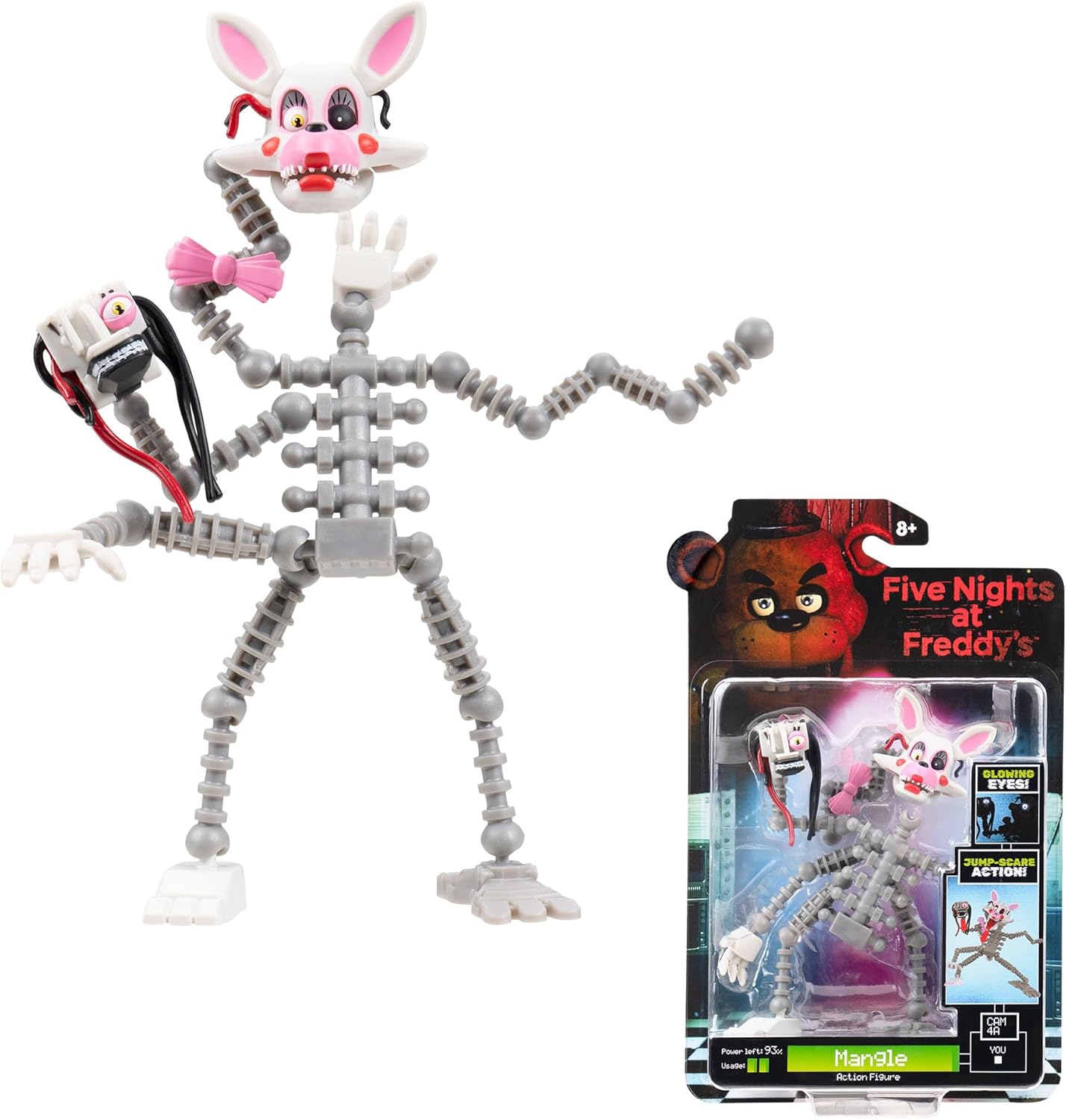 FIVE NIGHTS AT FREDDYS FNF0100 TOY MANGLE FIGURE WITH GLOW IN DARK EYES AND JUMPSCARE FEATURE
