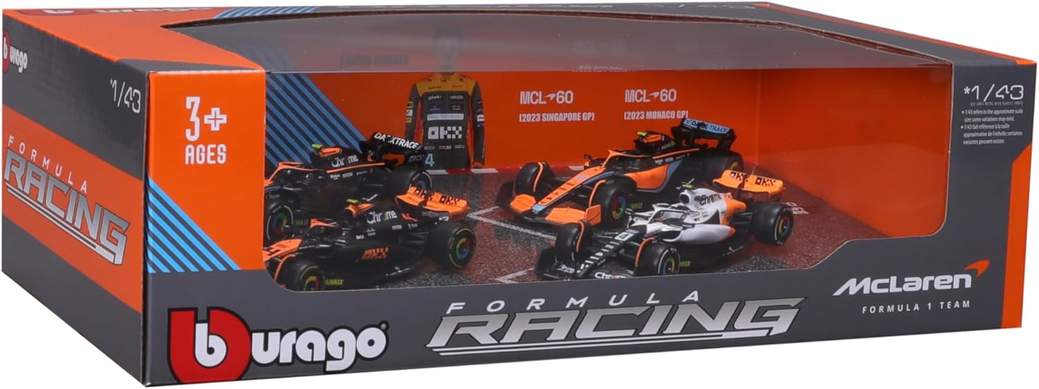 BURAGO 38096 F1 MCLAREN LANDO NORRIS HIGHLIGHTS 4 PIECE SET 1/43RD SCALE