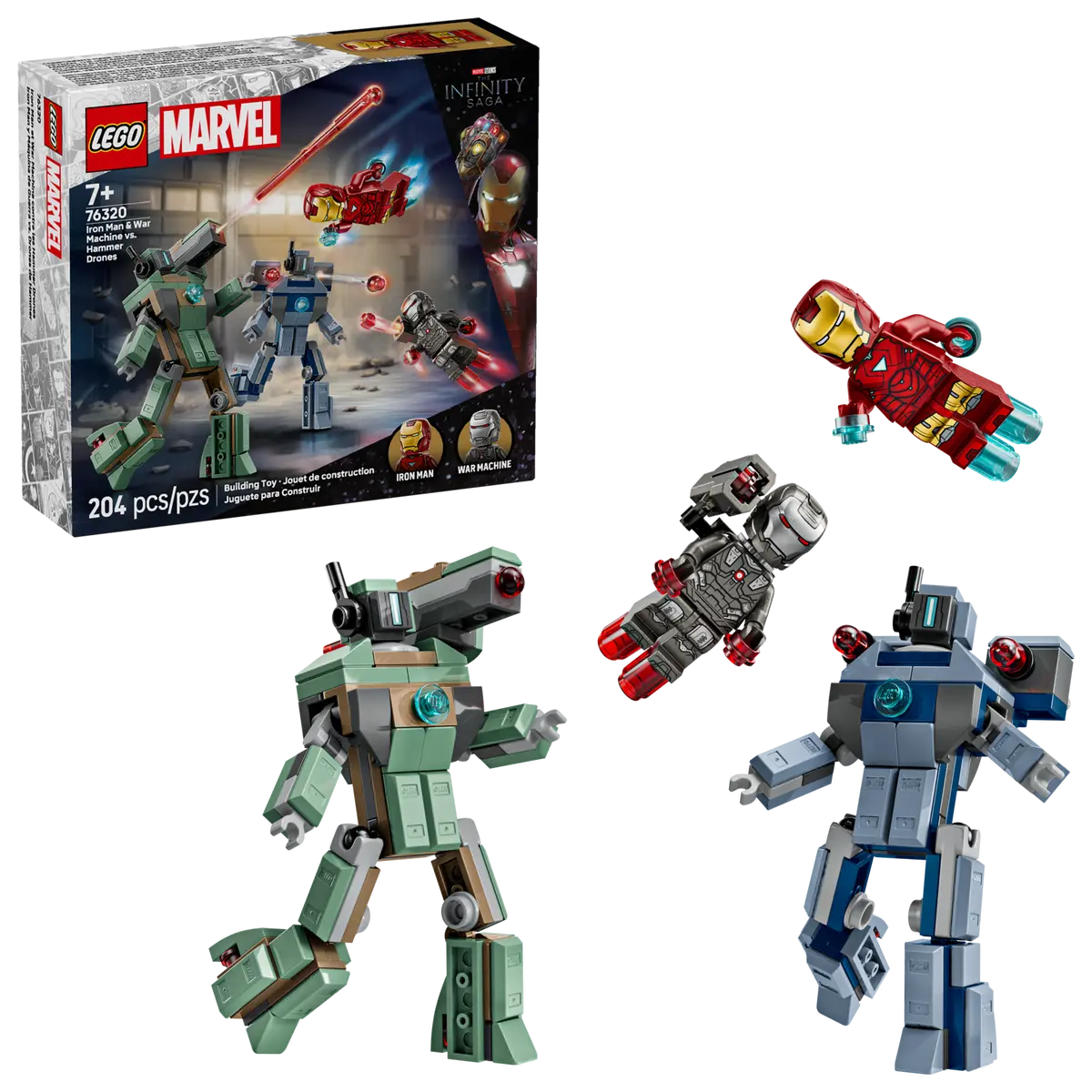 LEGO 76320 MARVEL IRON MAN & WAR MACHINE VS. HAMMER DRONES