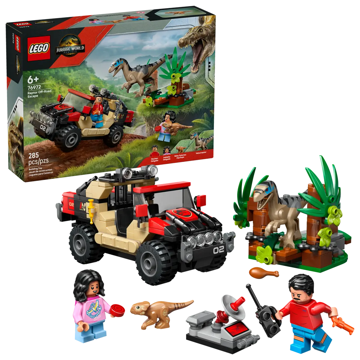 LEGO 76972 JURASSIC WORLD REBIRTH RAPTOR OFF-ROAD ESCAPE