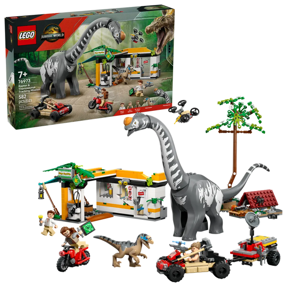 LEGO 76973 JURASSIC WORLD REBIRTH RAPTOR & TITANOSAURUS TRACKING MISSION