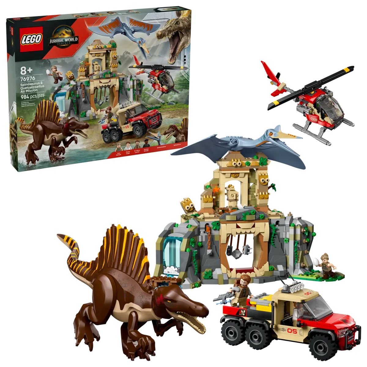 LEGO 76976 JURASSIC WORLD REBIRTH SPINOSAURUS & QUETZALCOATLUS AIR MISSION